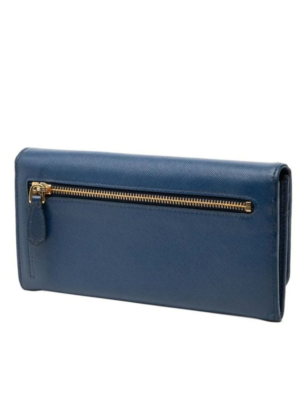 Prada Bifold Wallet Blue Saffiano Leather